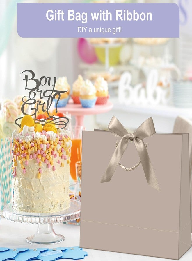 CINSOEN 12 Pcs Paper Gift Bags with Handles, Thank You Gift Bag with Ribbon Bow for Graduation Wedding Bridesmaid Birthday Baby Shower Party Christmas Thanksgiving, 12.4x9.8x4.3 inches (Champagne) - Image 3